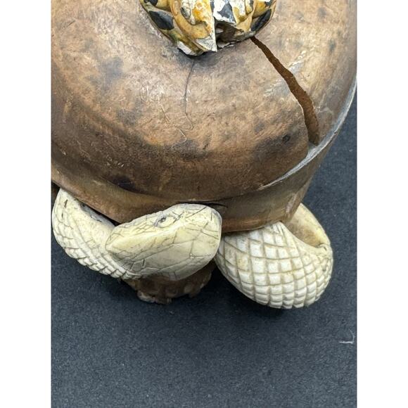 Old Hand Carved Wooden Skull Mini Humidor w Snake Japanese- App 4.5” Tall Read* - Picture 14 of 14